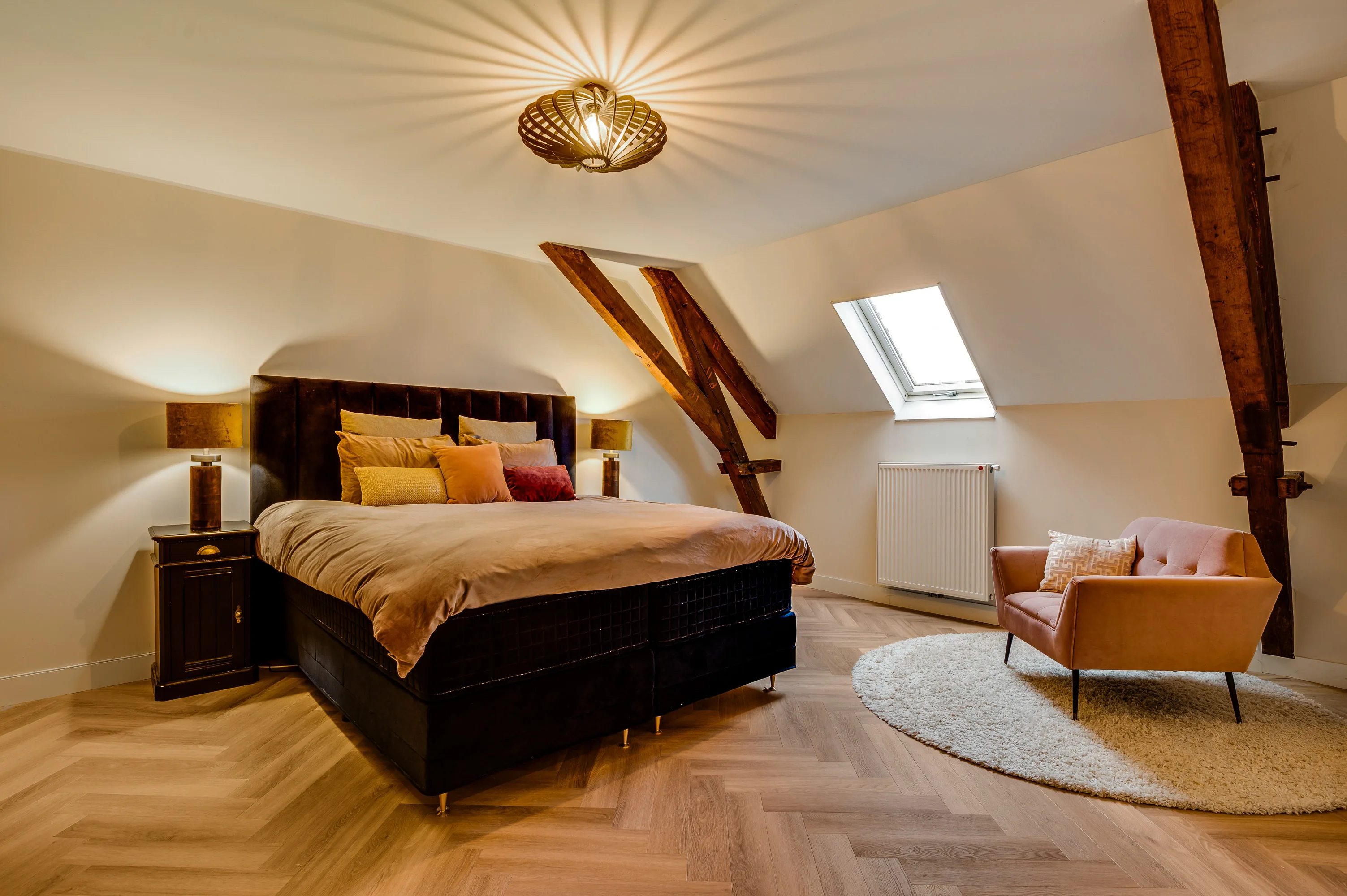 Attic bedroom with skylight
